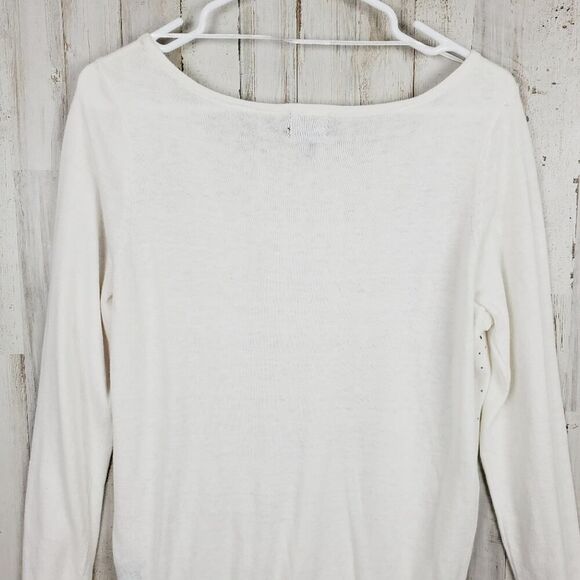 Worthington Embellished Scoop Neck Sweater White Size LP - Picture 7 of 11